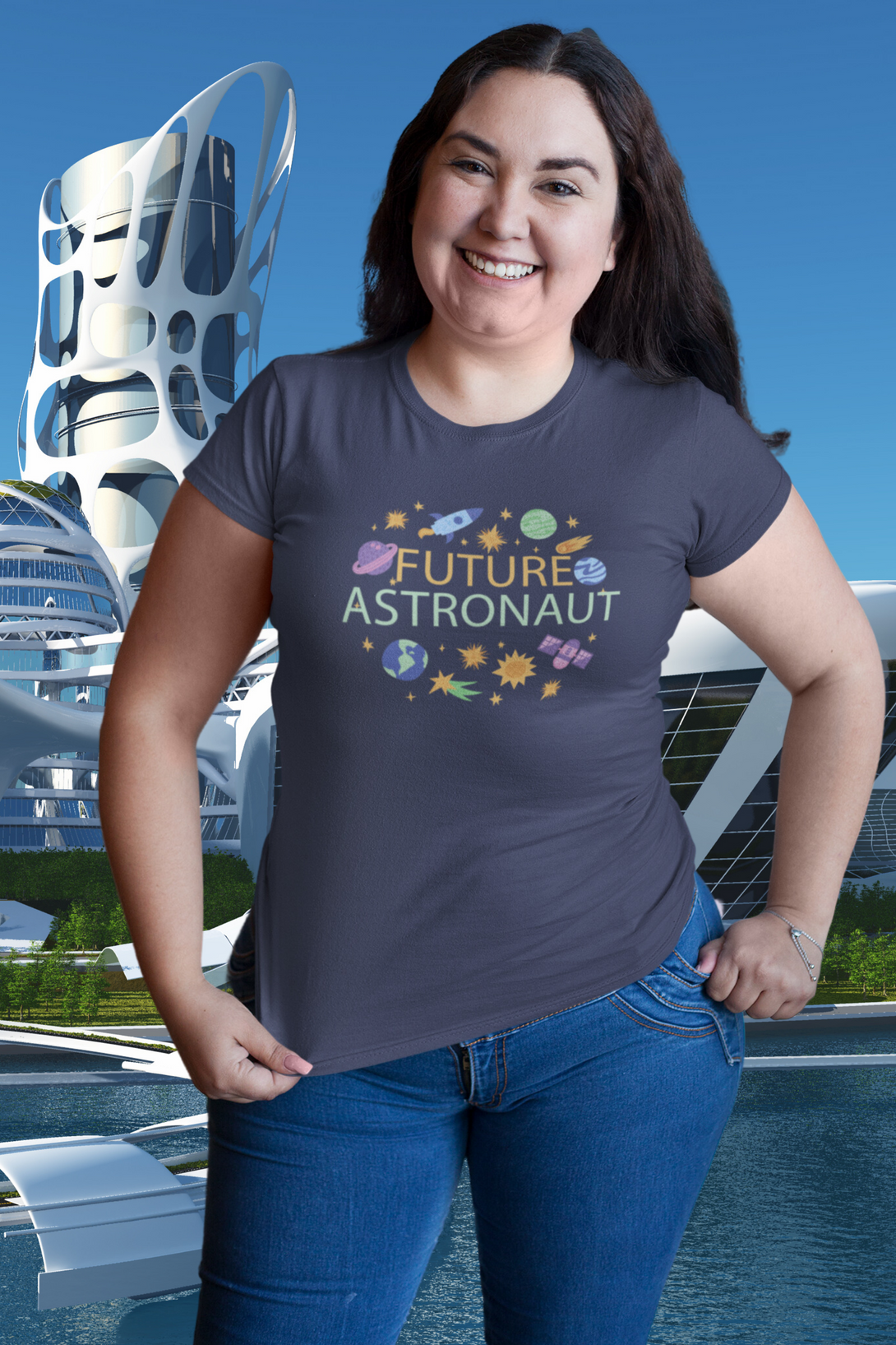 Future Astronaut Printed T-Shirt For Women - WowWaves - 5