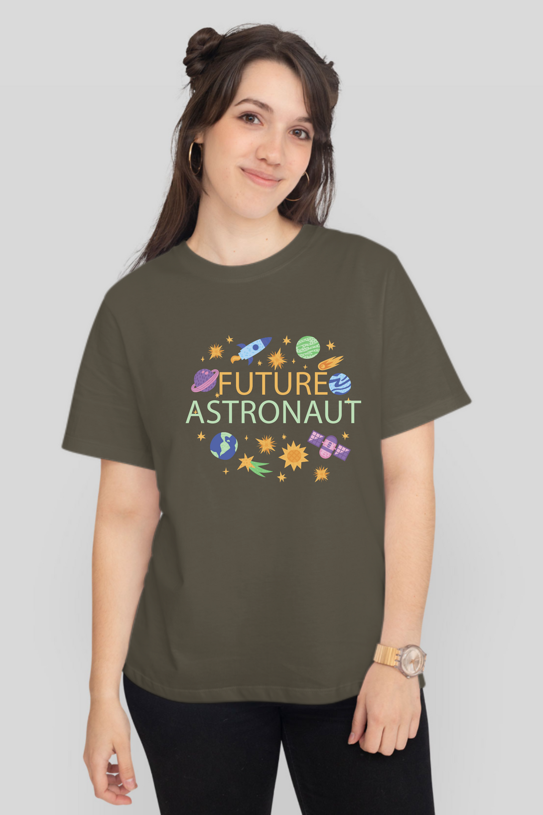 Future Astronaut Printed T-Shirt For Women - WowWaves - 8