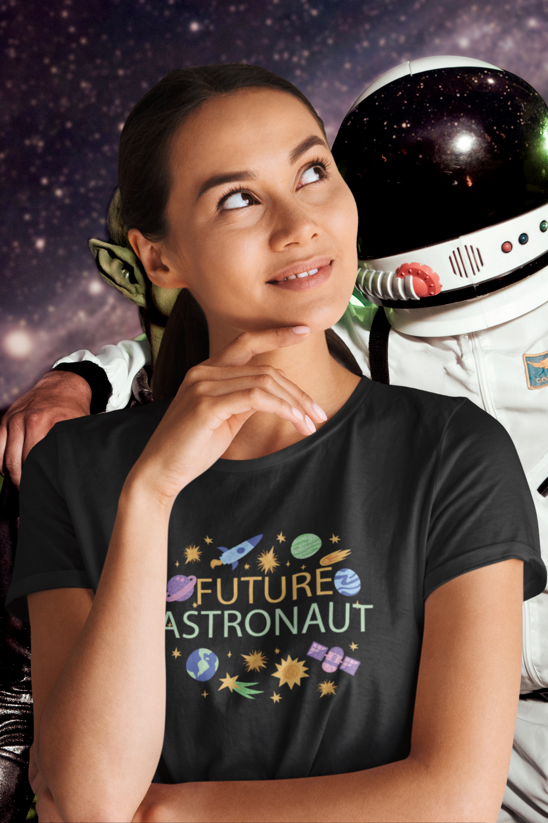 Future Astronaut Printed T-Shirt For Women - WowWaves - 6
