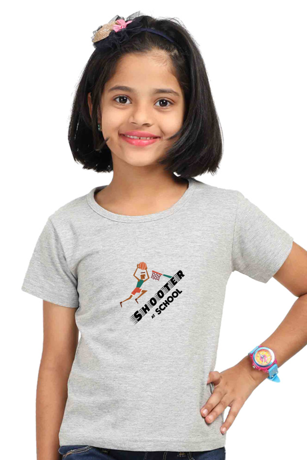Basketball Shooter Printed T-Shirt For Girl - WowWaves