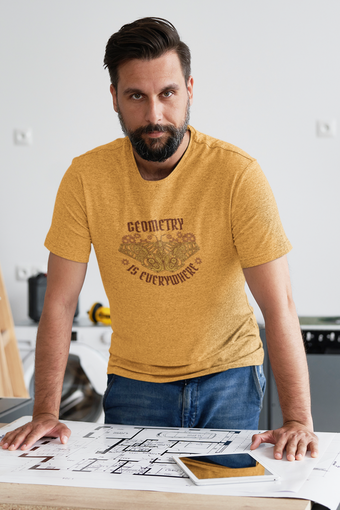 Geometry Moth Printed T-Shirt For Men - WowWaves - 7