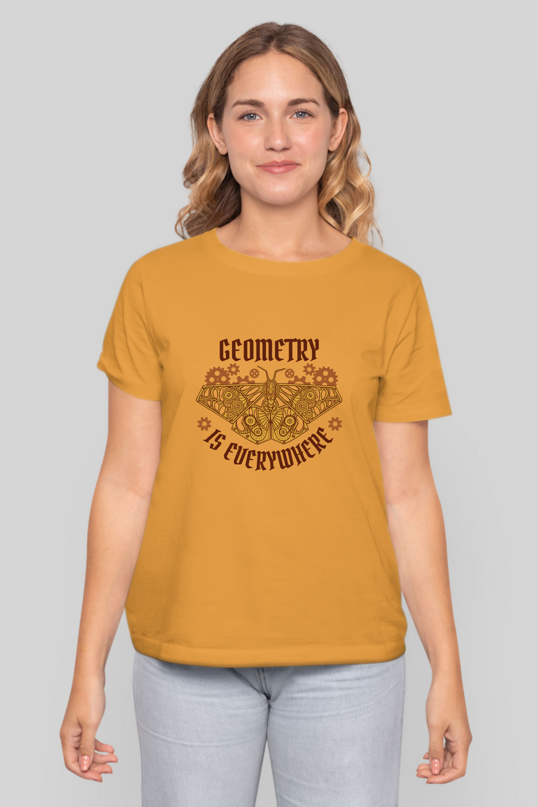 Geometry Moth Printed T-Shirt For Women - WowWaves - 9