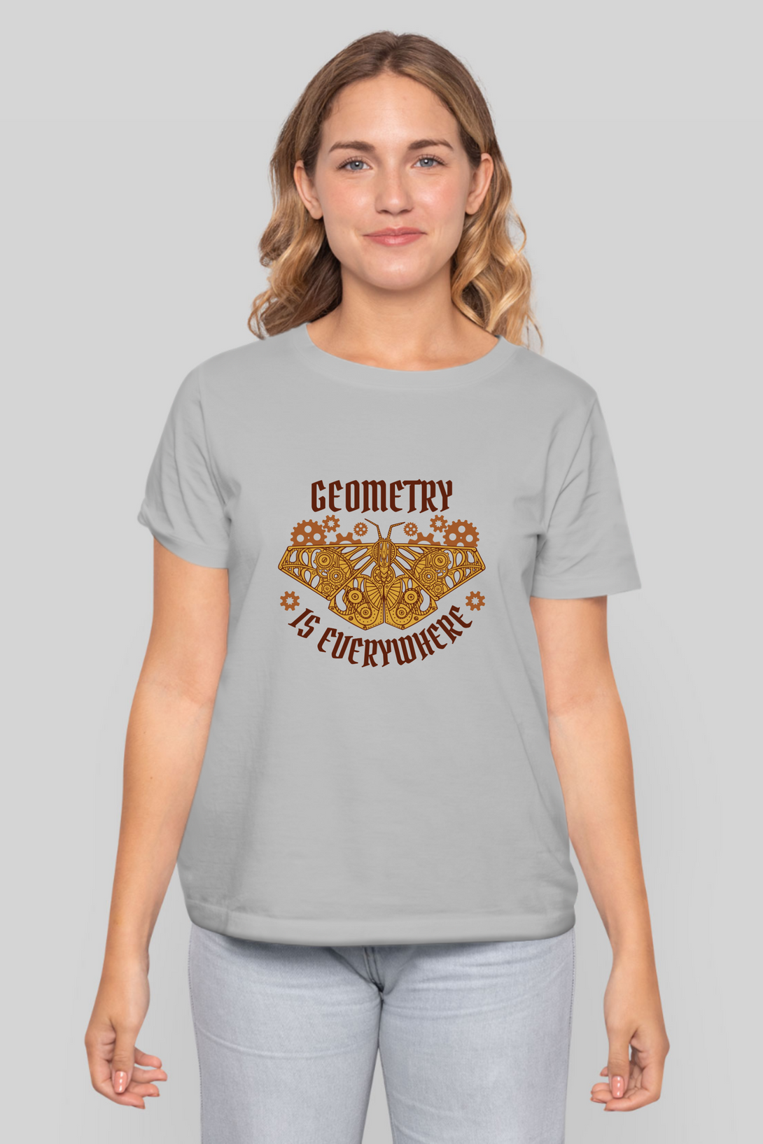 Geometry Moth Printed T-Shirt For Women - WowWaves - 11