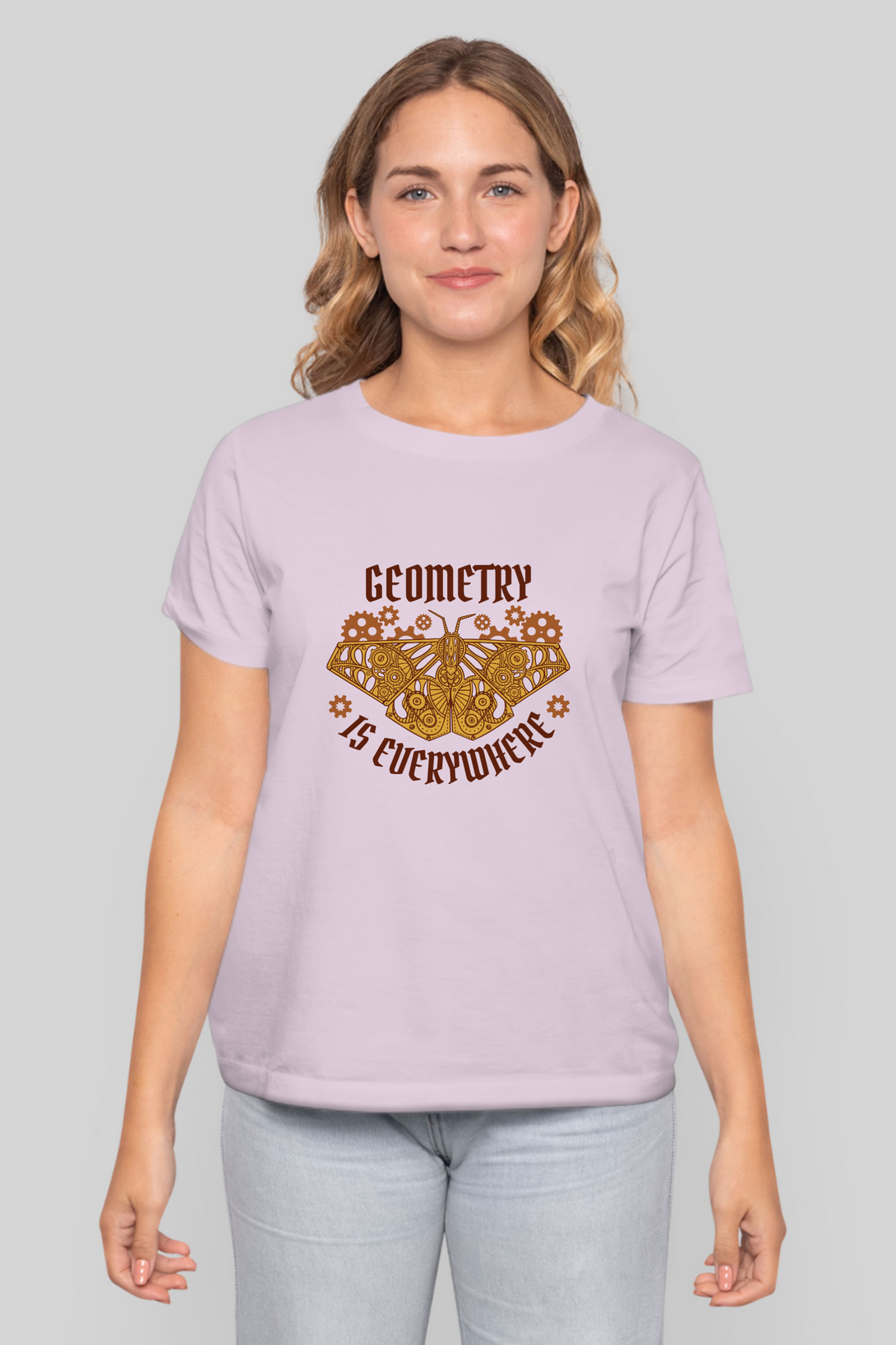 Geometry Moth Printed T-Shirt For Women - WowWaves - 10