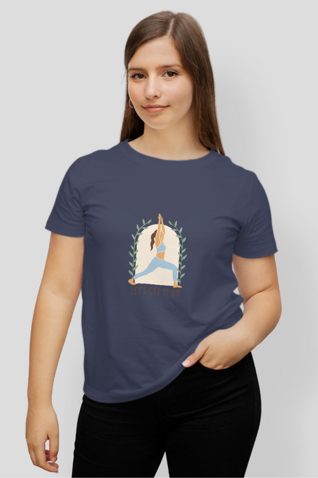Yoga With Om Printed T-Shirt For Women - WowWaves - 12