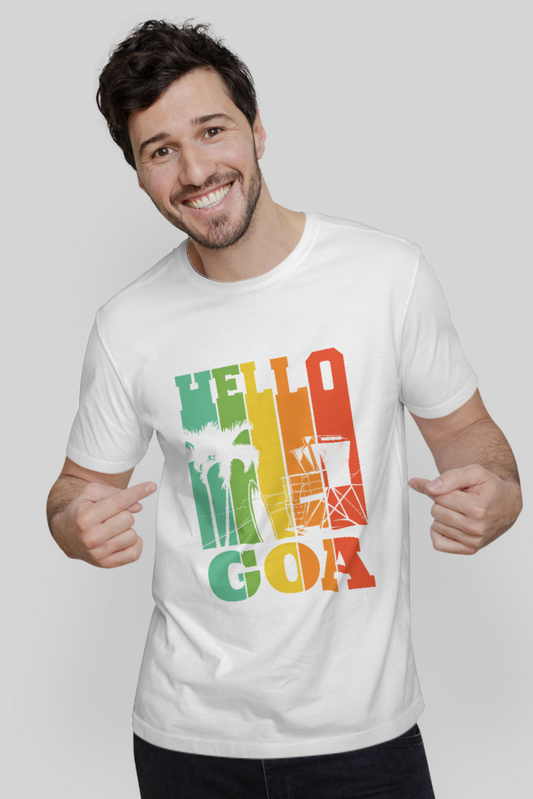 Hello Goa White Printed T-Shirt For Men - WowWaves - 2