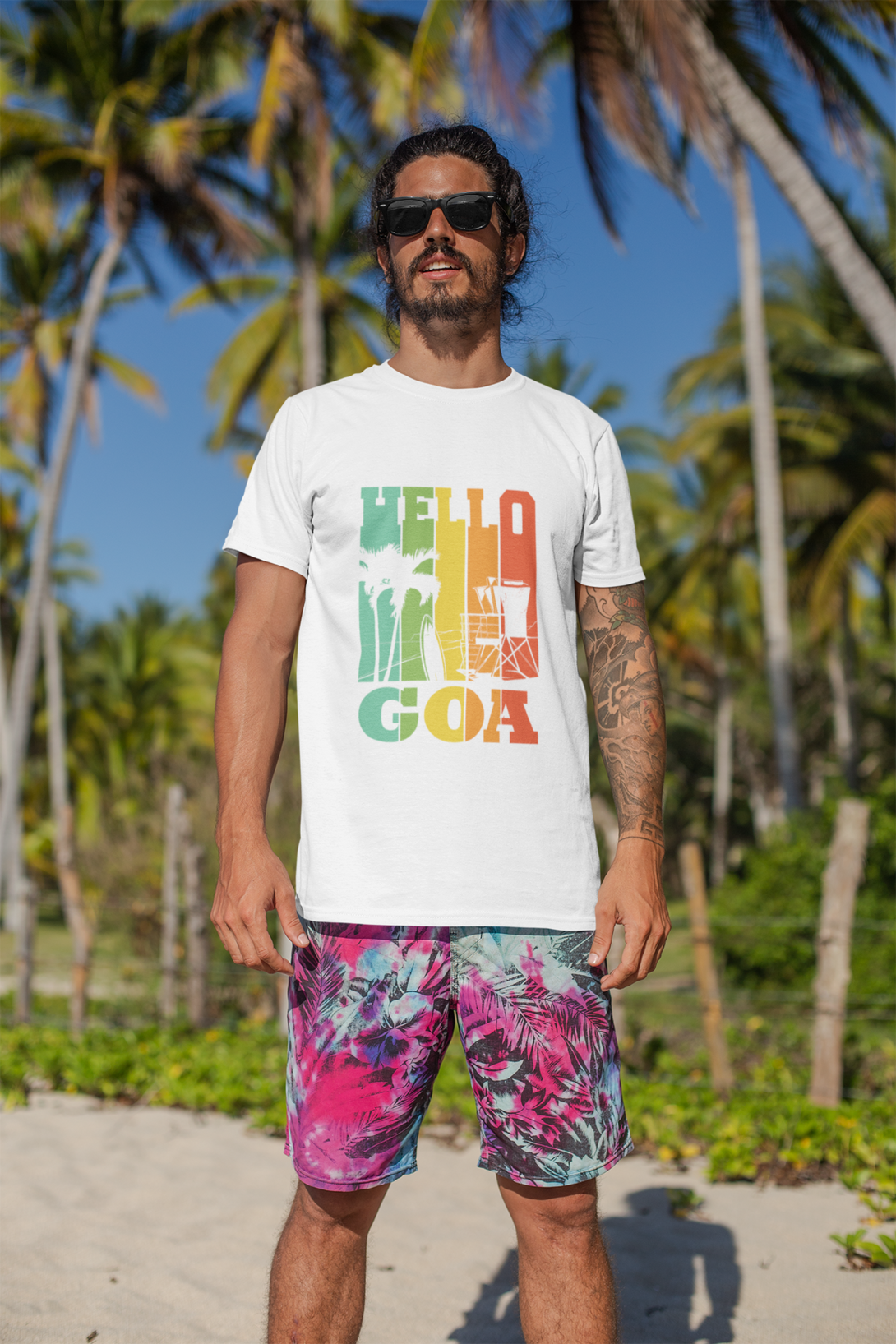 Hello Goa White Printed T-Shirt For Men - WowWaves - 4