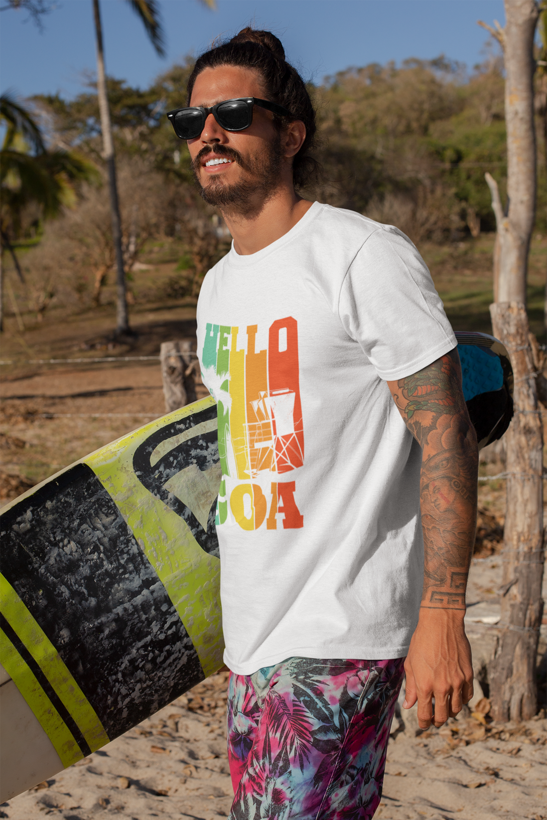 Hello Goa White Printed T-Shirt For Men - WowWaves - 5