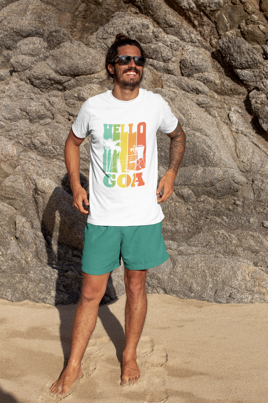 Hello Goa White Printed T-Shirt For Men - WowWaves - 6