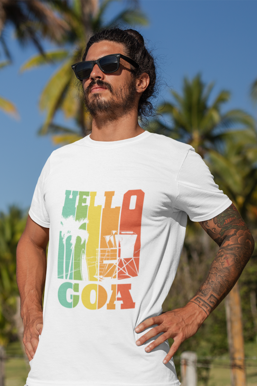 Hello Goa White Printed T-Shirt For Men - WowWaves - 3