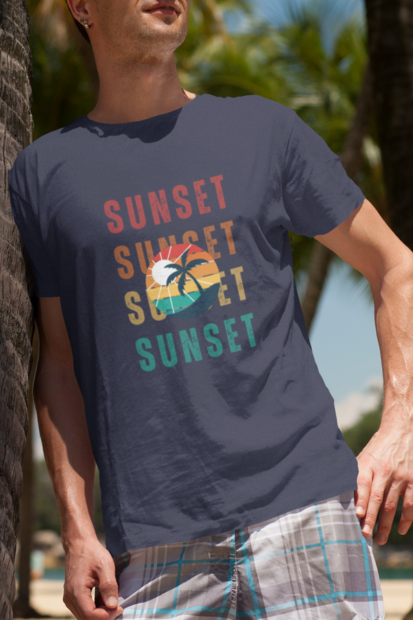 Breathtaking Sunset Printed T-Shirt For Men - WowWaves