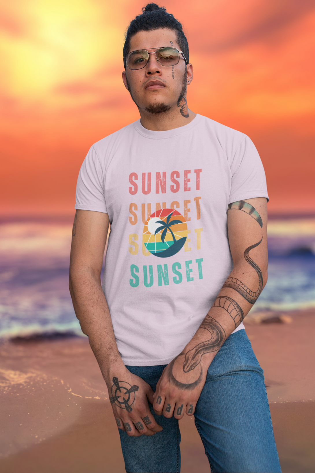 Breathtaking Sunset Printed T-Shirt For Men - WowWaves - 4