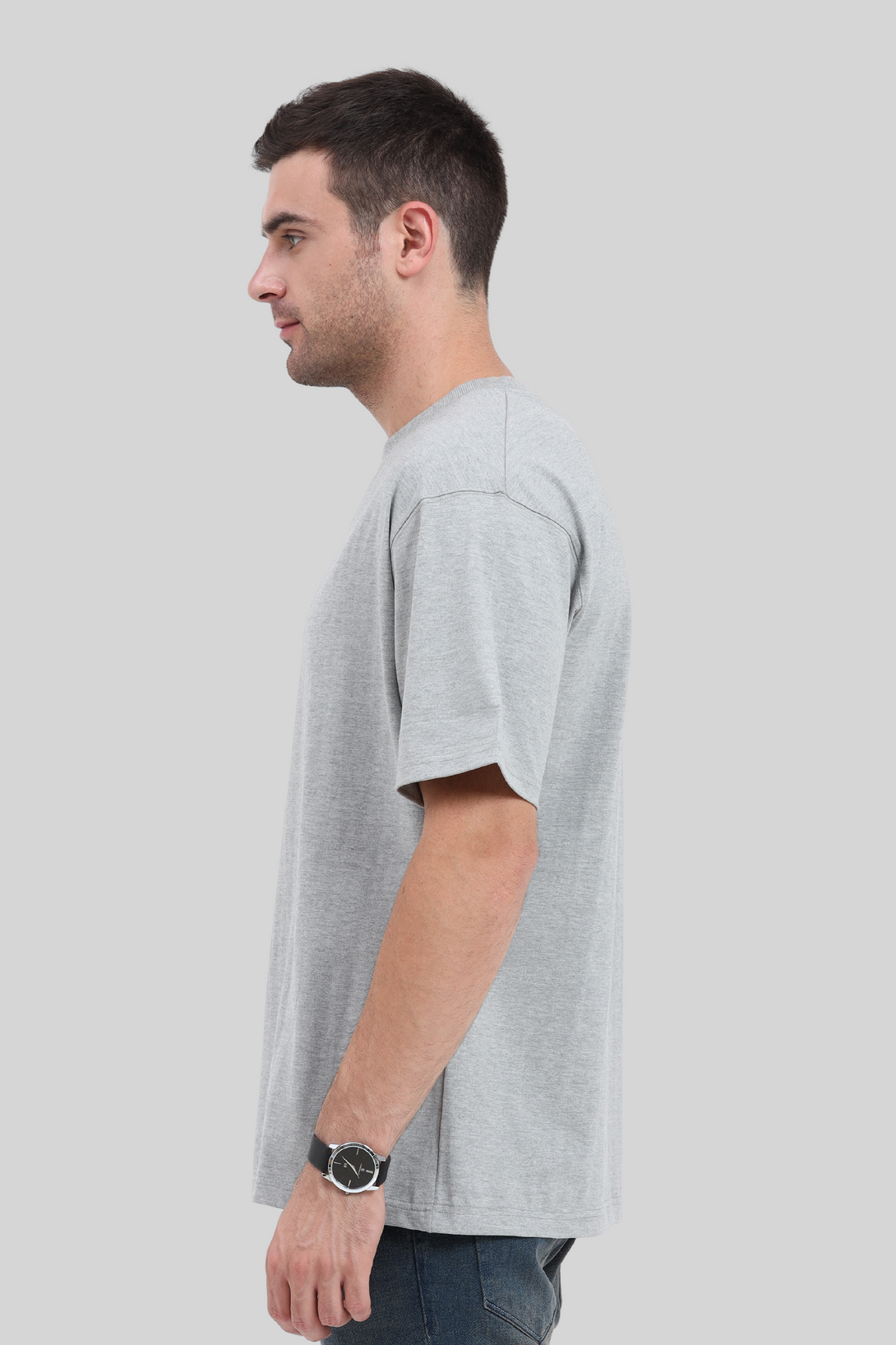 Grey Melange Oversized T-Shirt For Men - WowWaves - 7