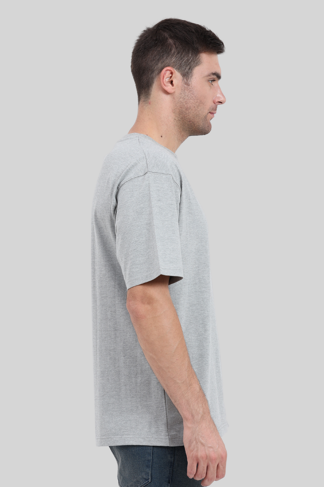 Grey Melange Oversized T-Shirt For Men - WowWaves - 5