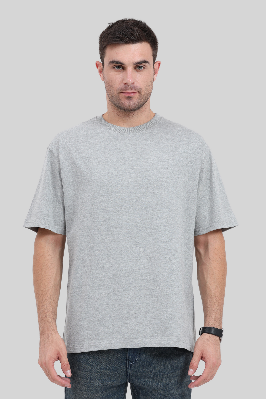 Grey Melange Oversized T-Shirt For Men - WowWaves