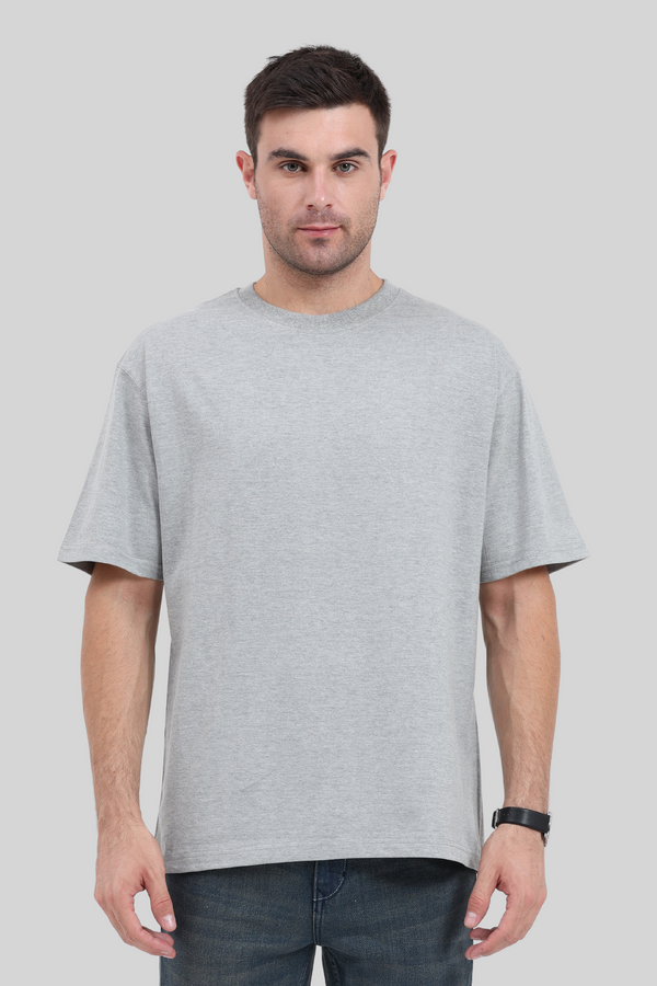 Grey Melange Oversized T-Shirt For Men - WowWaves