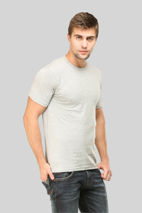 Grey Melange T-Shirt For Men - WowWaves