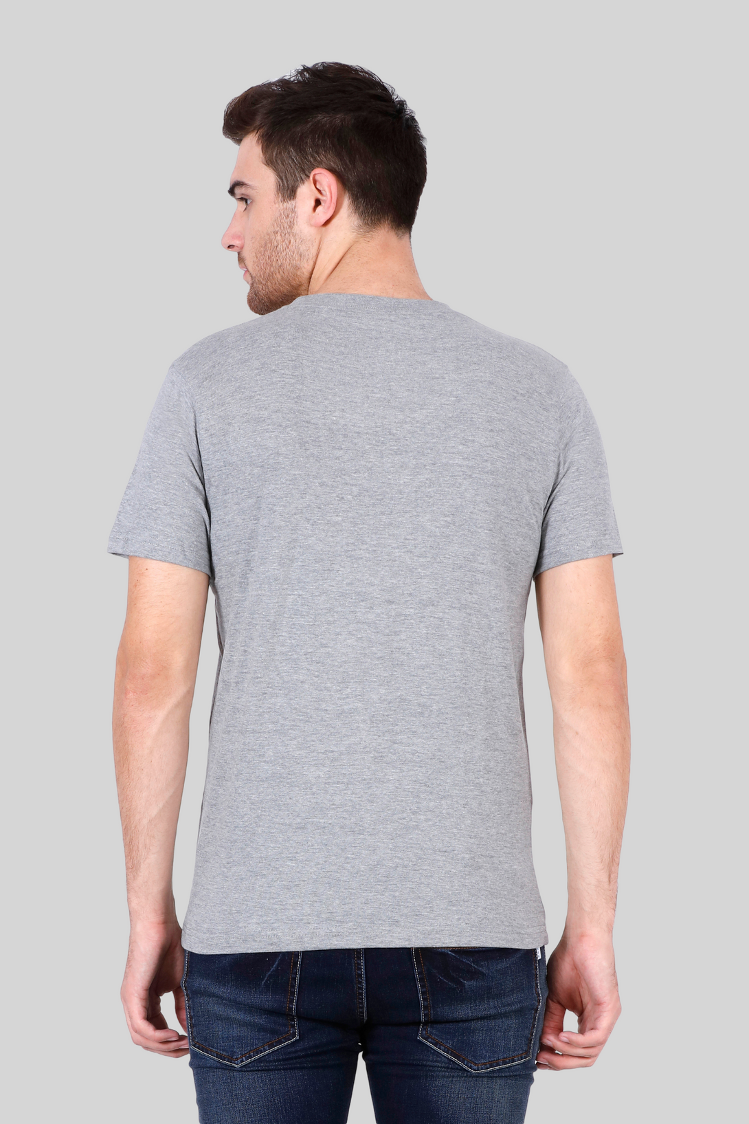 Grey Melange V Neck T-Shirt For Men - WowWaves - 8