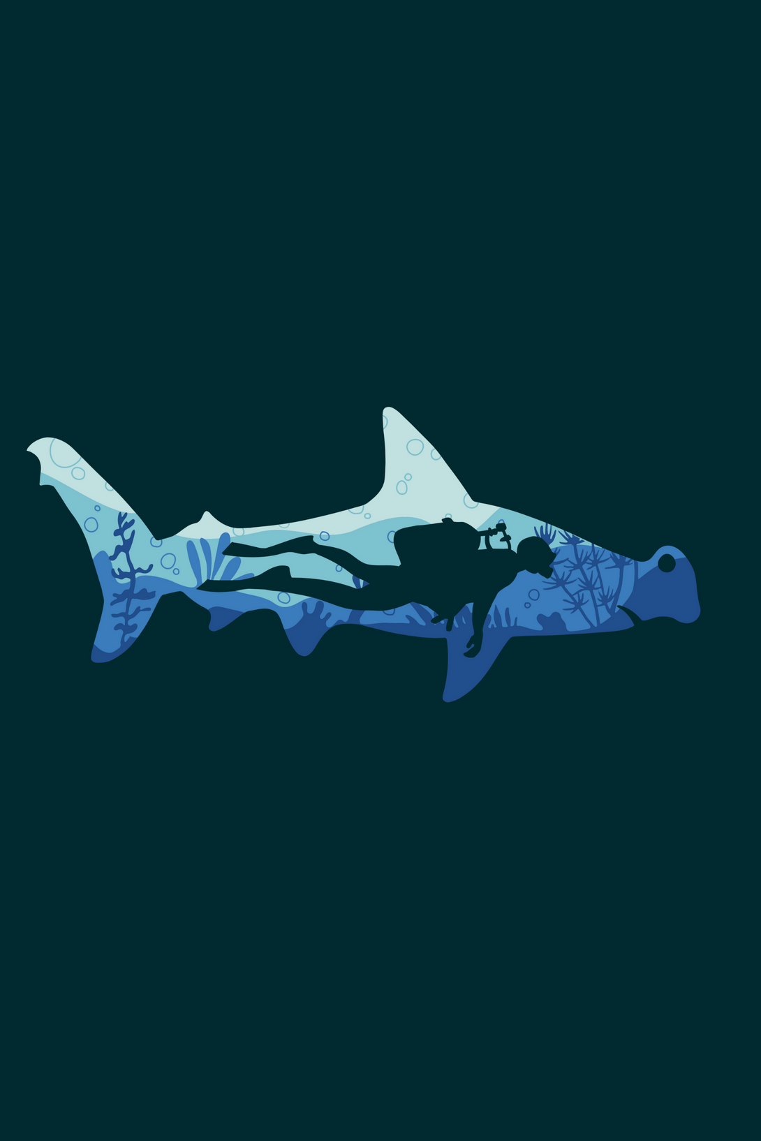 Hammerhead Shark Dive Printed T-Shirt For Men - WowWaves - 1