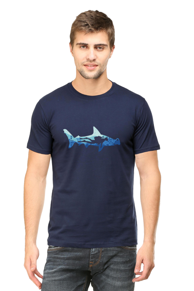 Hammerhead Shark Dive Printed T-Shirt For Men - WowWaves - 9