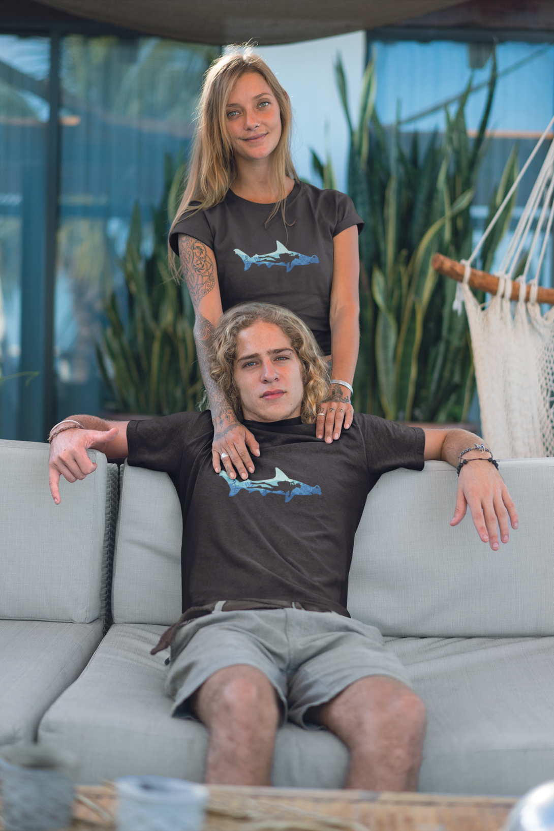Hammerhead Shark Dive Printed T-Shirt For Women - WowWaves - 6