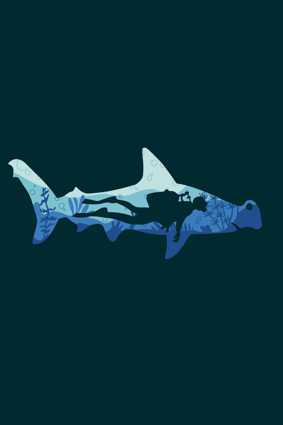 Hammerhead Shark Dive Printed T-Shirt For Women - WowWaves - 2