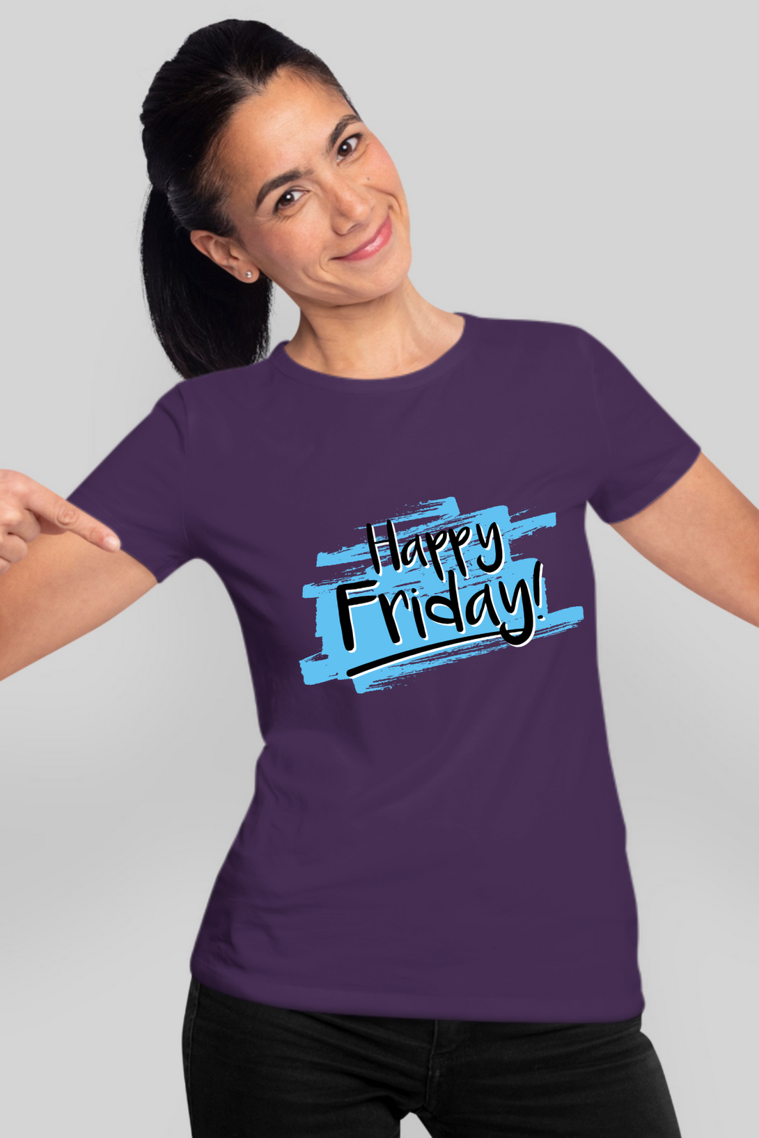 Happy Friday Printed T-Shirt For Women - WowWaves - 11