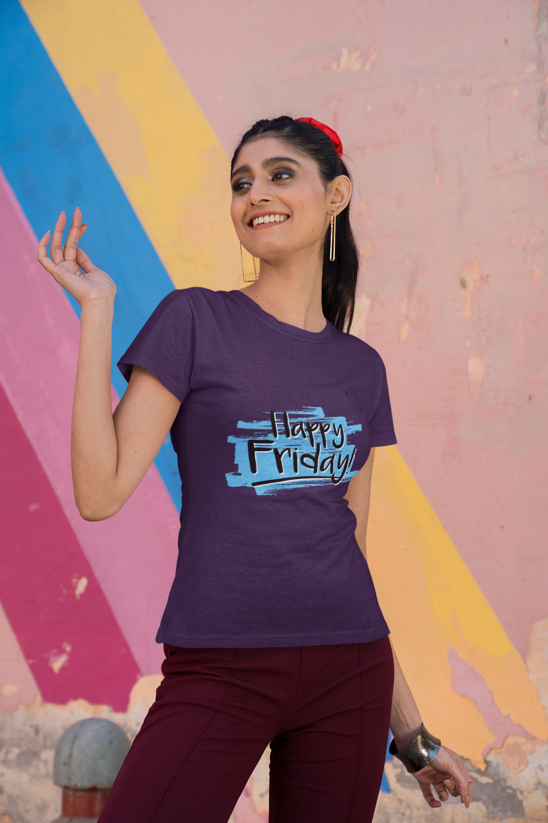 Happy Friday Printed T-Shirt For Women - WowWaves - 4