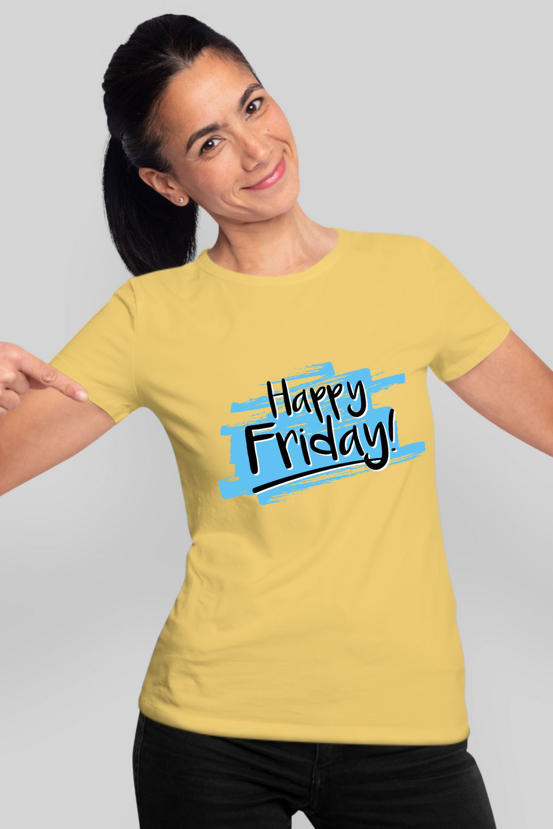 Happy Friday Printed T-Shirt For Women - WowWaves - 9