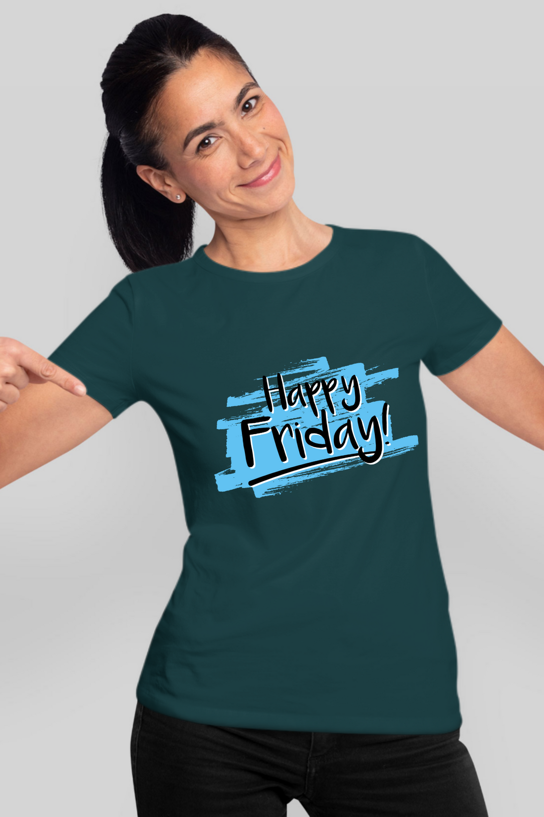 Happy Friday Printed T-Shirt For Women - WowWaves - 10