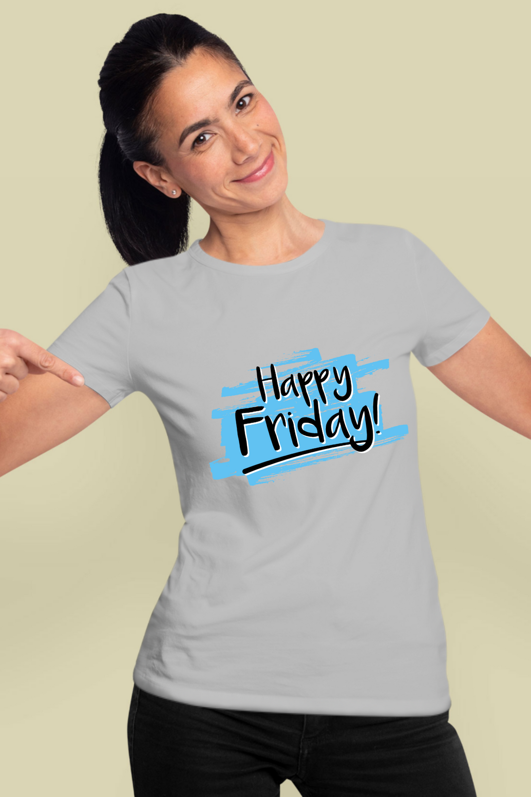 Happy Friday Printed T-Shirt For Women - WowWaves - 13