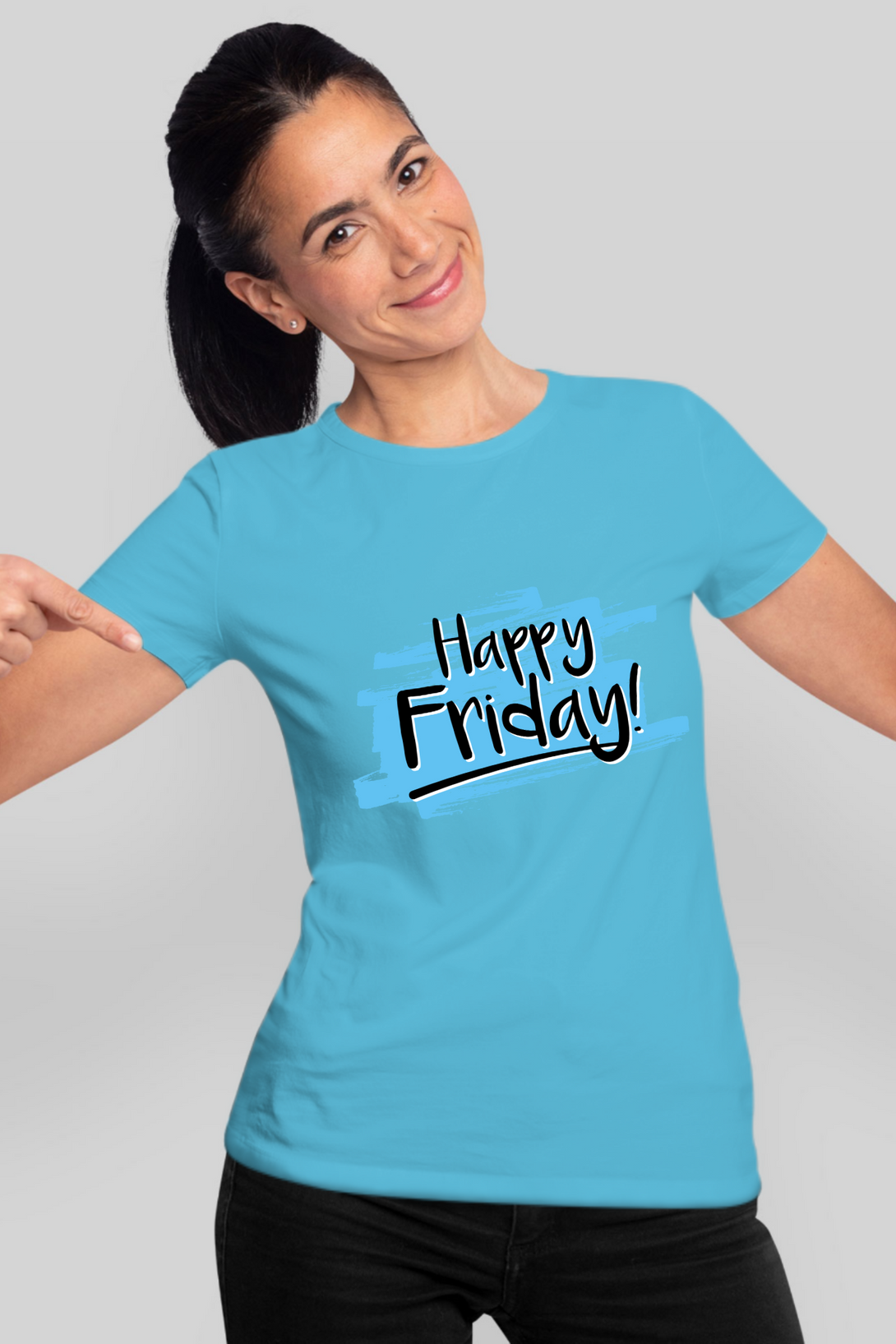 Happy Friday Printed T-Shirt For Women - WowWaves - 12