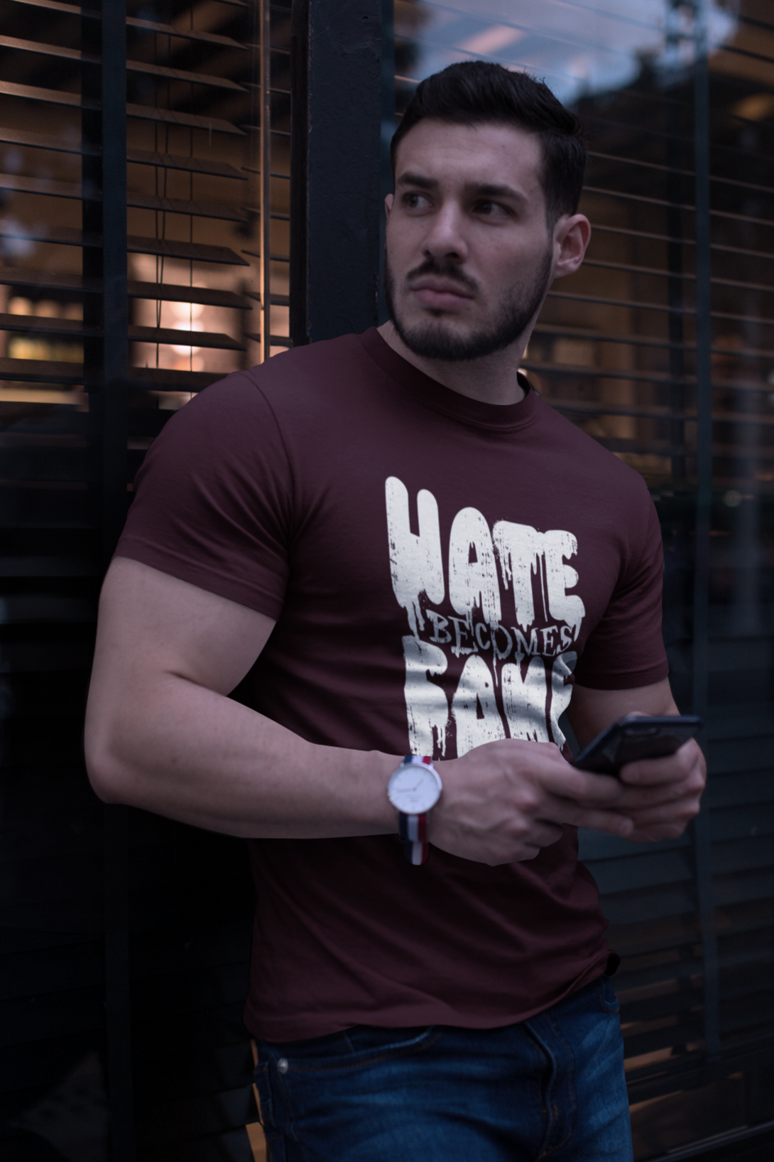 Hate Become Fame Printed T-Shirt For Men - WowWaves - 4