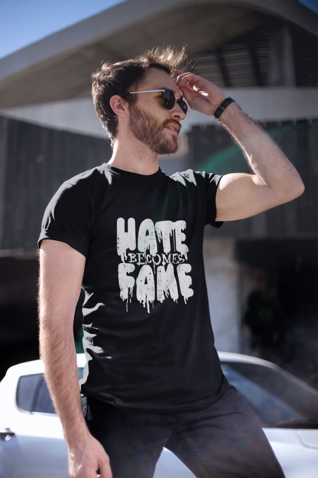 Hate Become Fame Printed T-Shirt For Men - WowWaves - 2