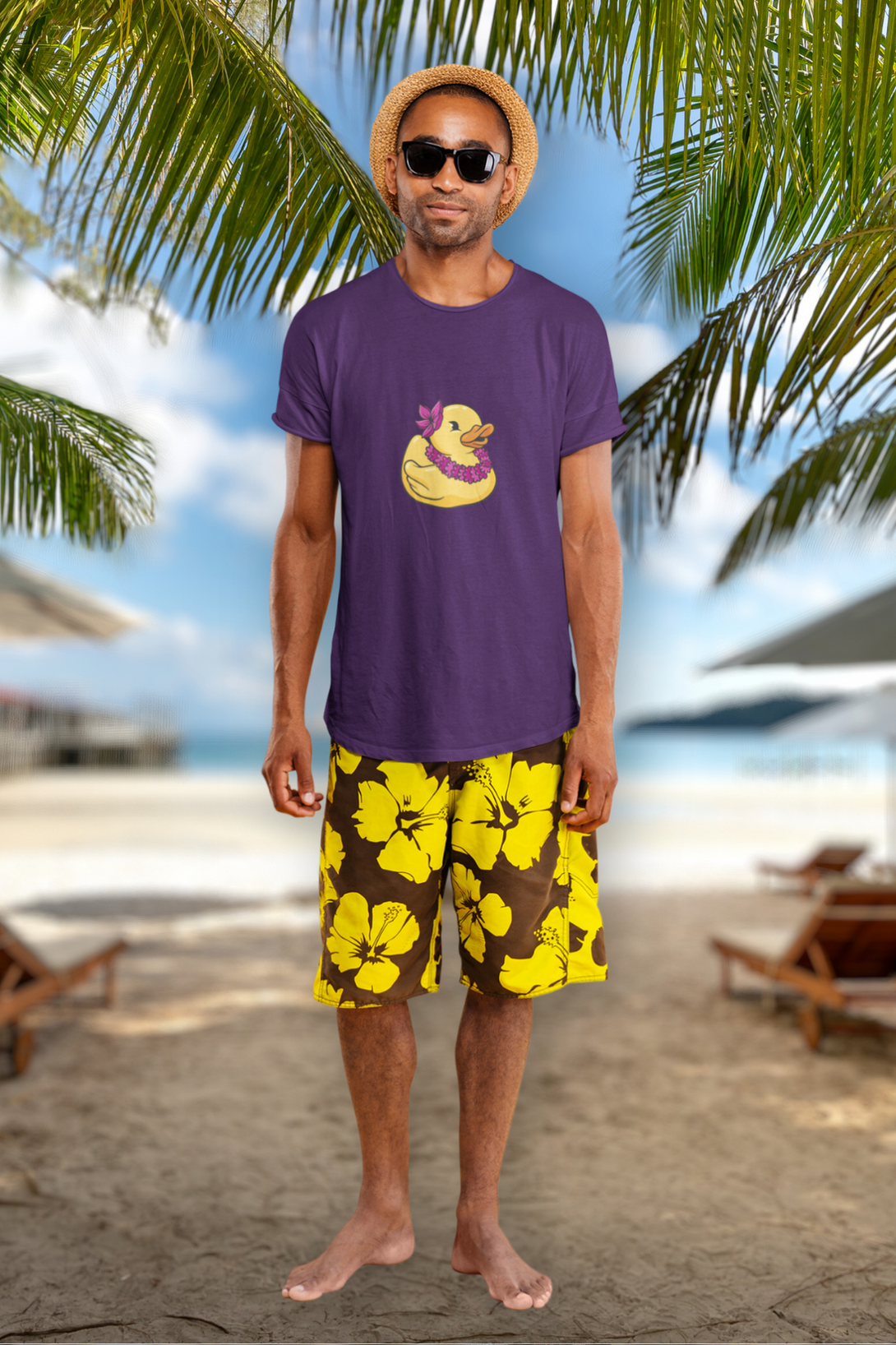 Hawaiian Duck Printed T-Shirt For Men - WowWaves - 3