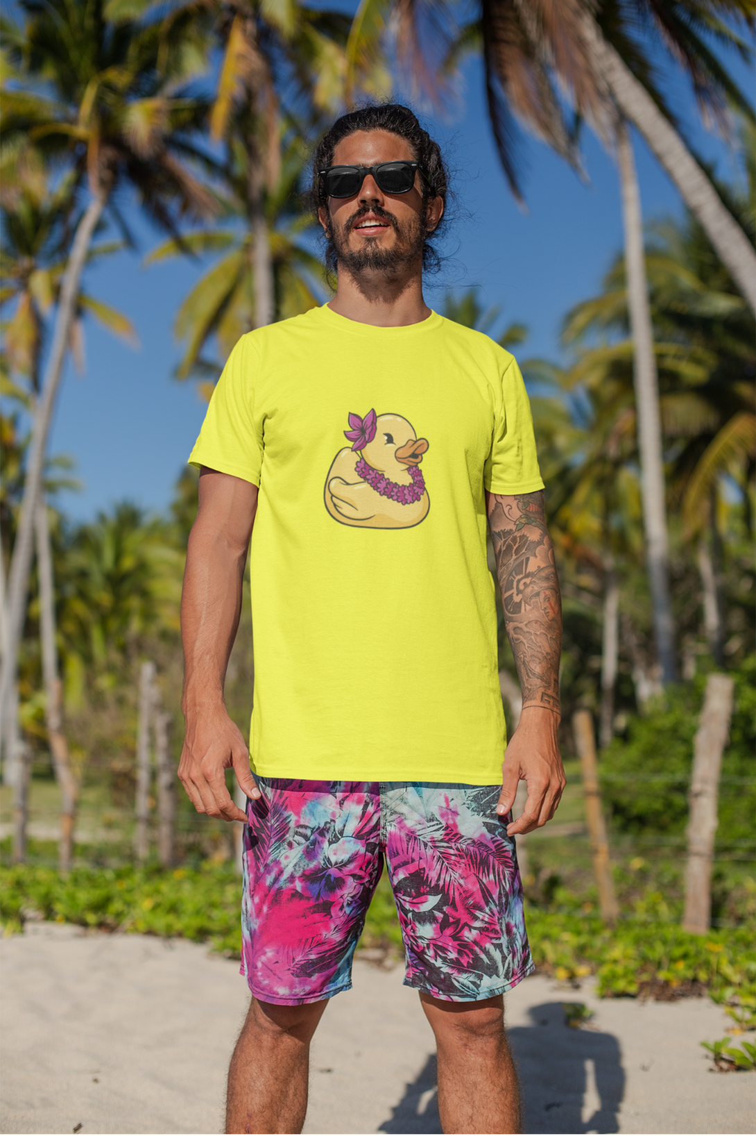 Hawaiian Duck Printed T-Shirt For Men - WowWaves - 5