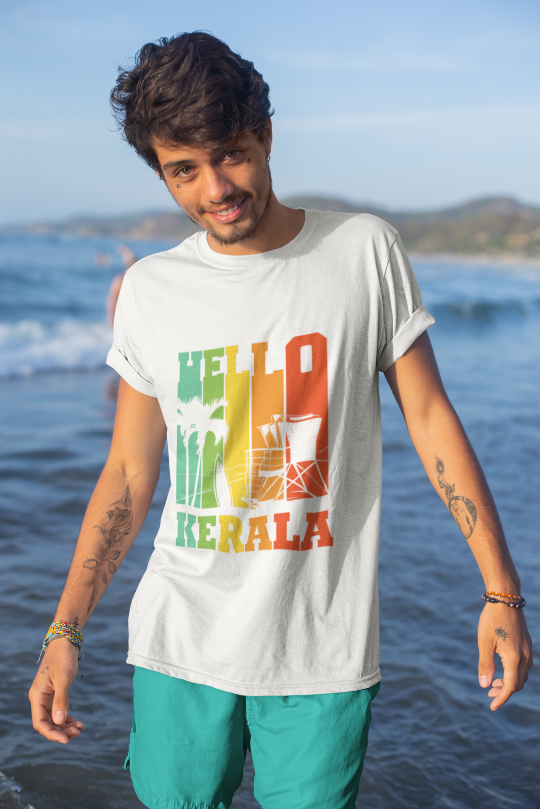 Hello Kerala White Printed T-Shirt For Men - WowWaves - 2