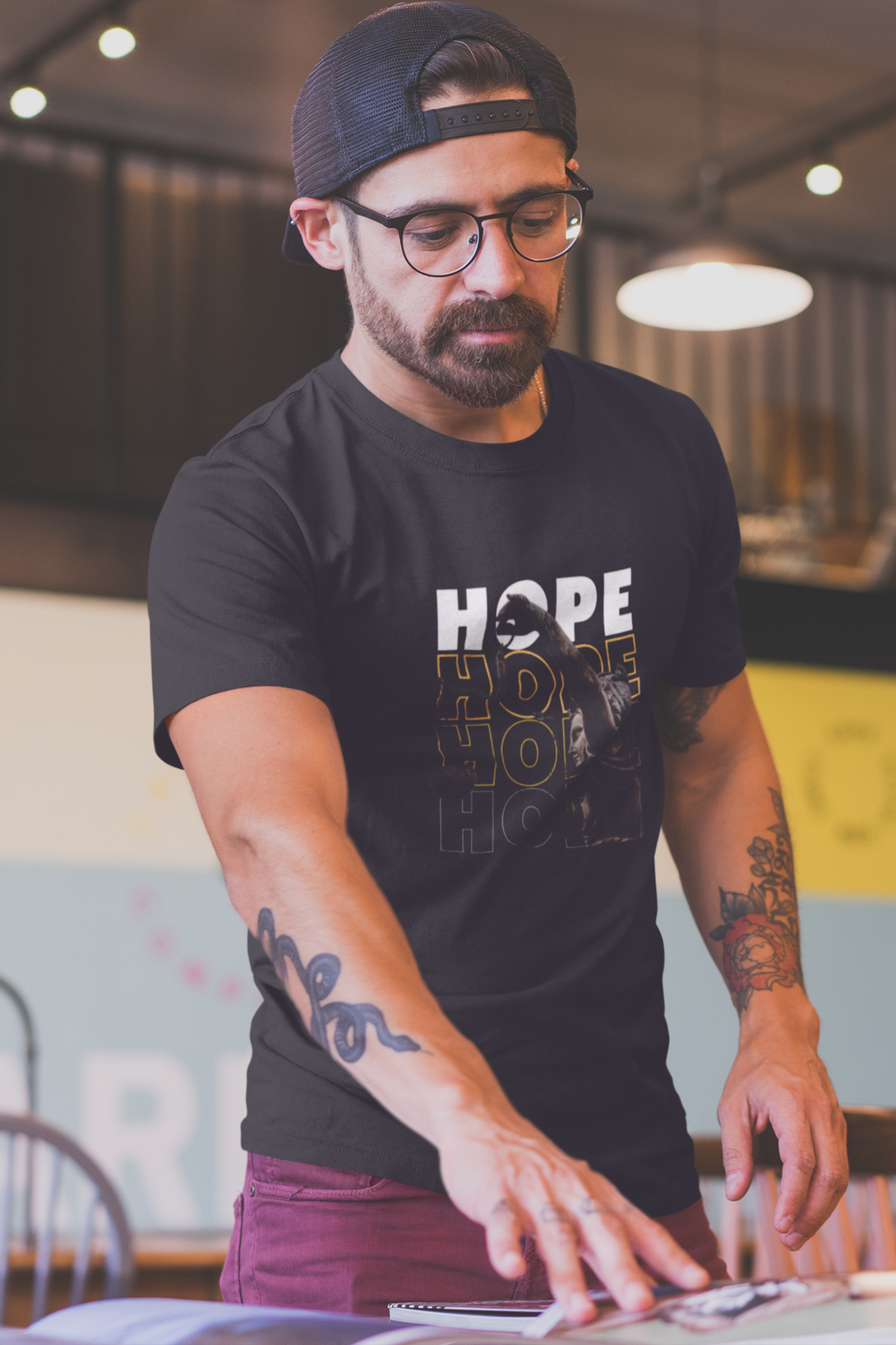Hope And Harmony Printed T-Shirt For Men - WowWaves - 4