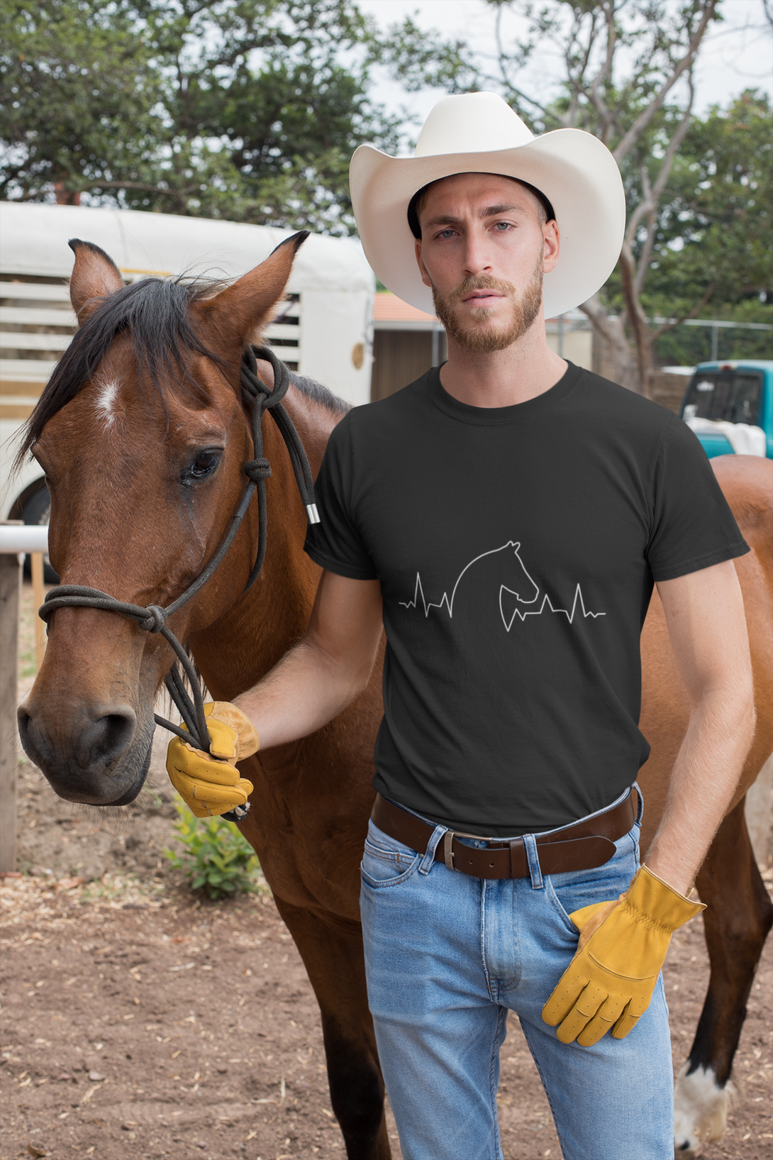 Horse Heartbeat Printed T-Shirt For Men - WowWaves - 2