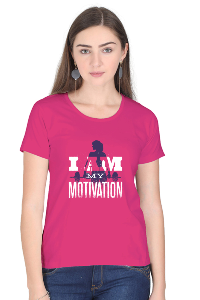 I Am My Motivation Printed Scoop Neck T-Shirt For Women - WowWaves - 3