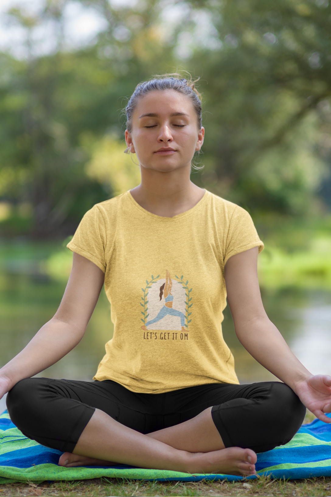 Yoga With Om Printed Scoop Neck T-Shirt For Women - WowWaves