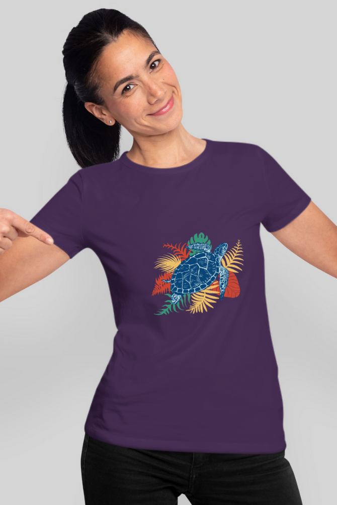 Tropical Sea Turtle Printed T-Shirt For Women - WowWaves - 10