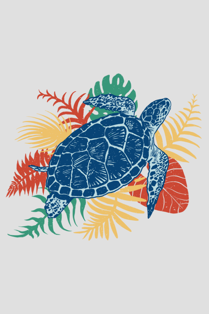 Tropical Sea Turtle Printed T-Shirt For Women - WowWaves - 1