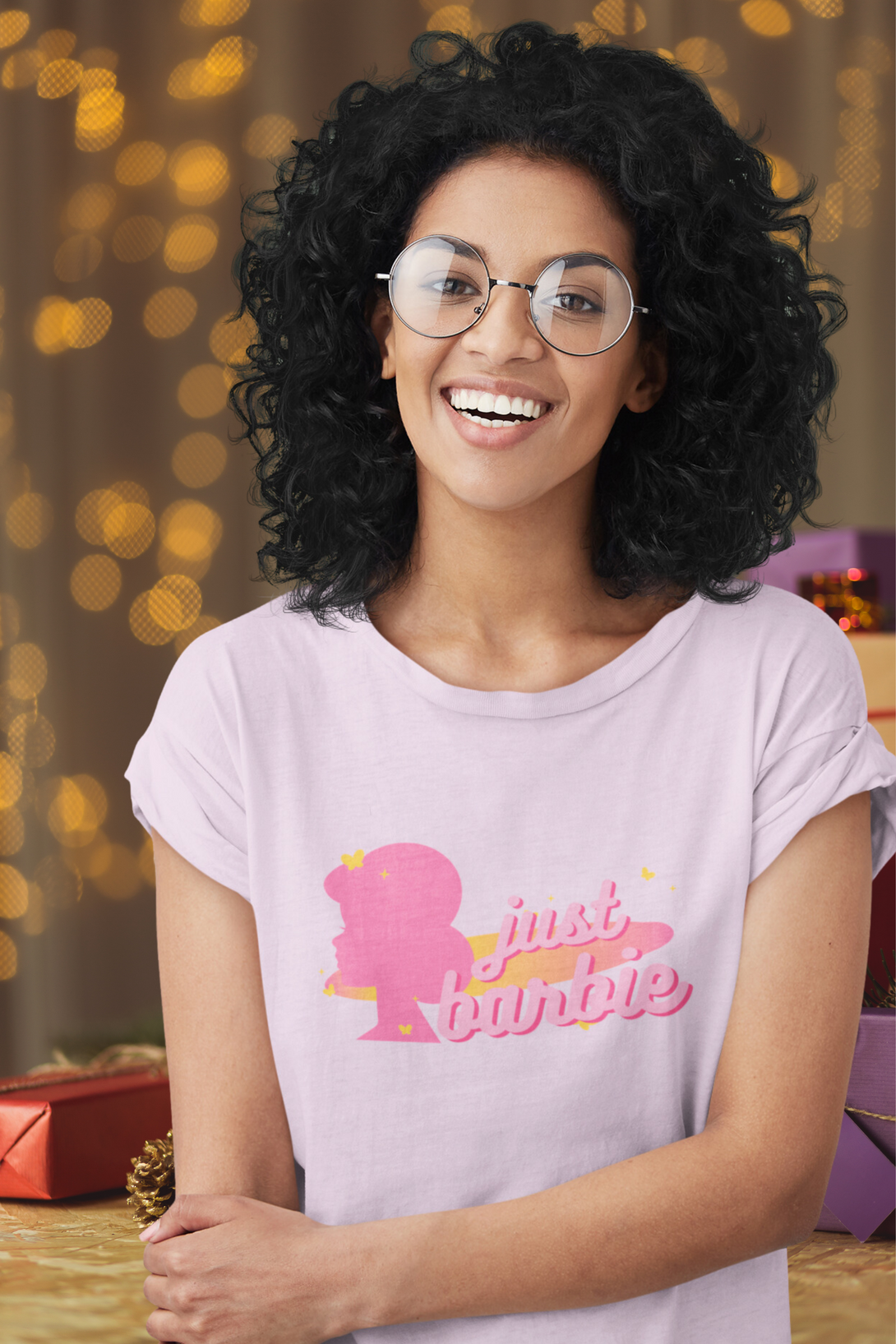 Just Barbie Printed Scoop Neck T-Shirt For Women - WowWaves - 5