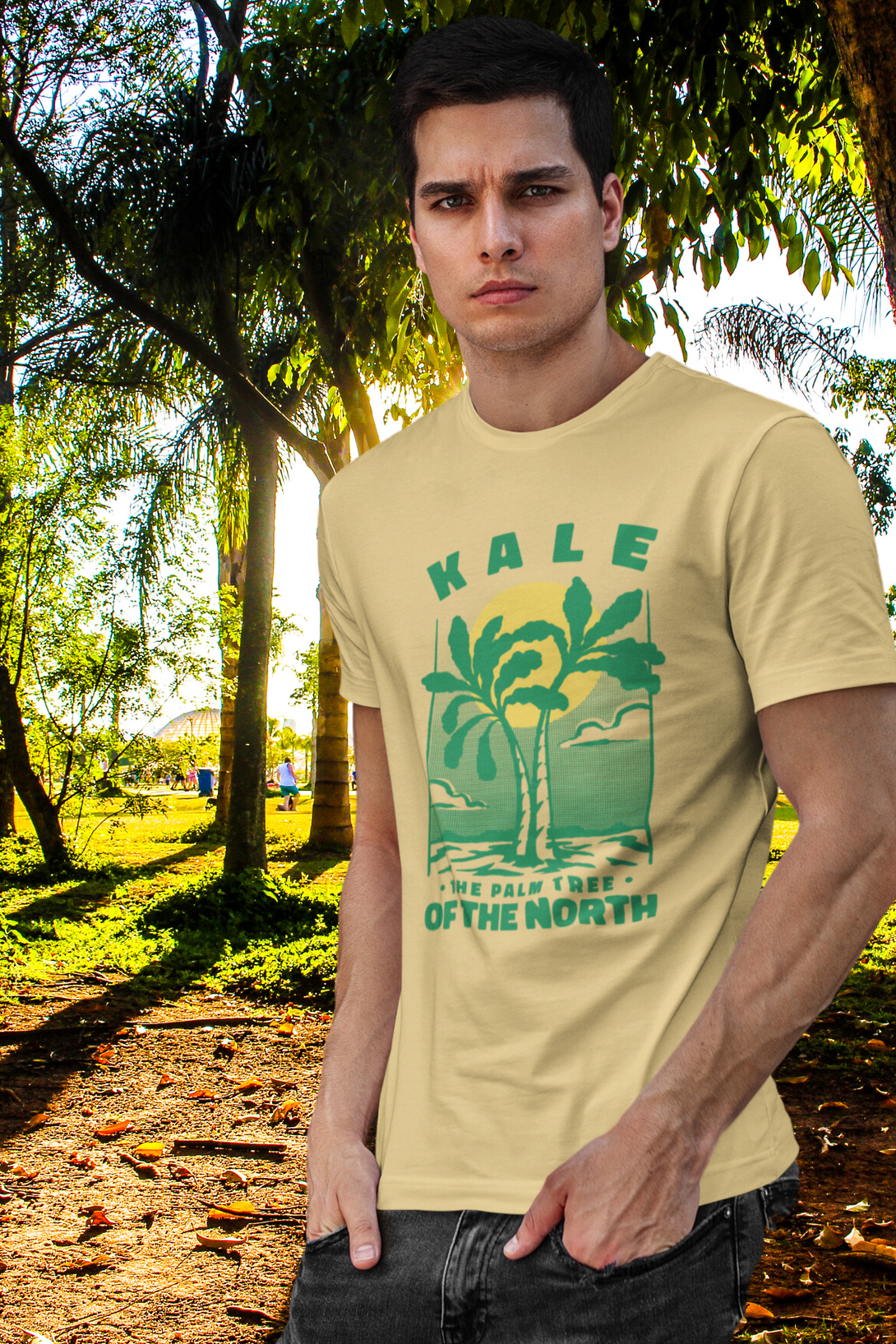 Kale Palm Printed T-Shirt For Men - WowWaves - 2