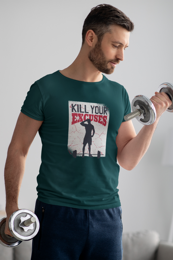 Kill Your Excuses Printed T-Shirt For Men - WowWaves
