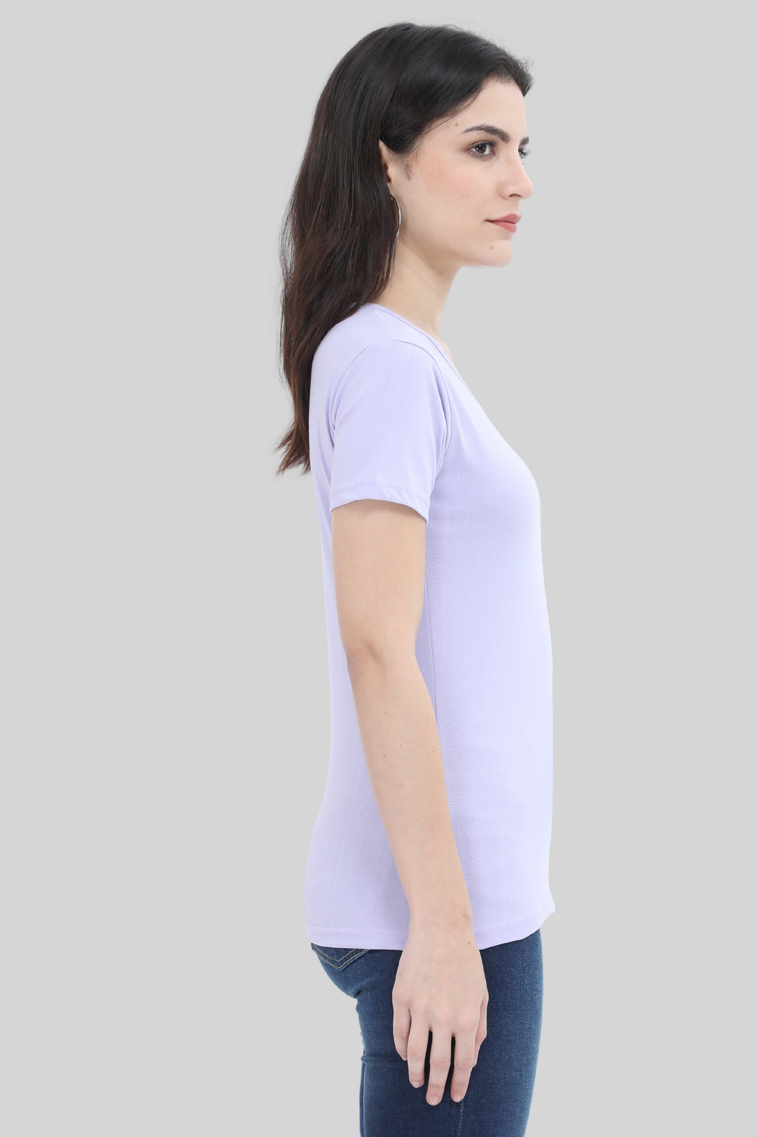 Lavender Scoop Neck T-Shirt For Women - WowWaves