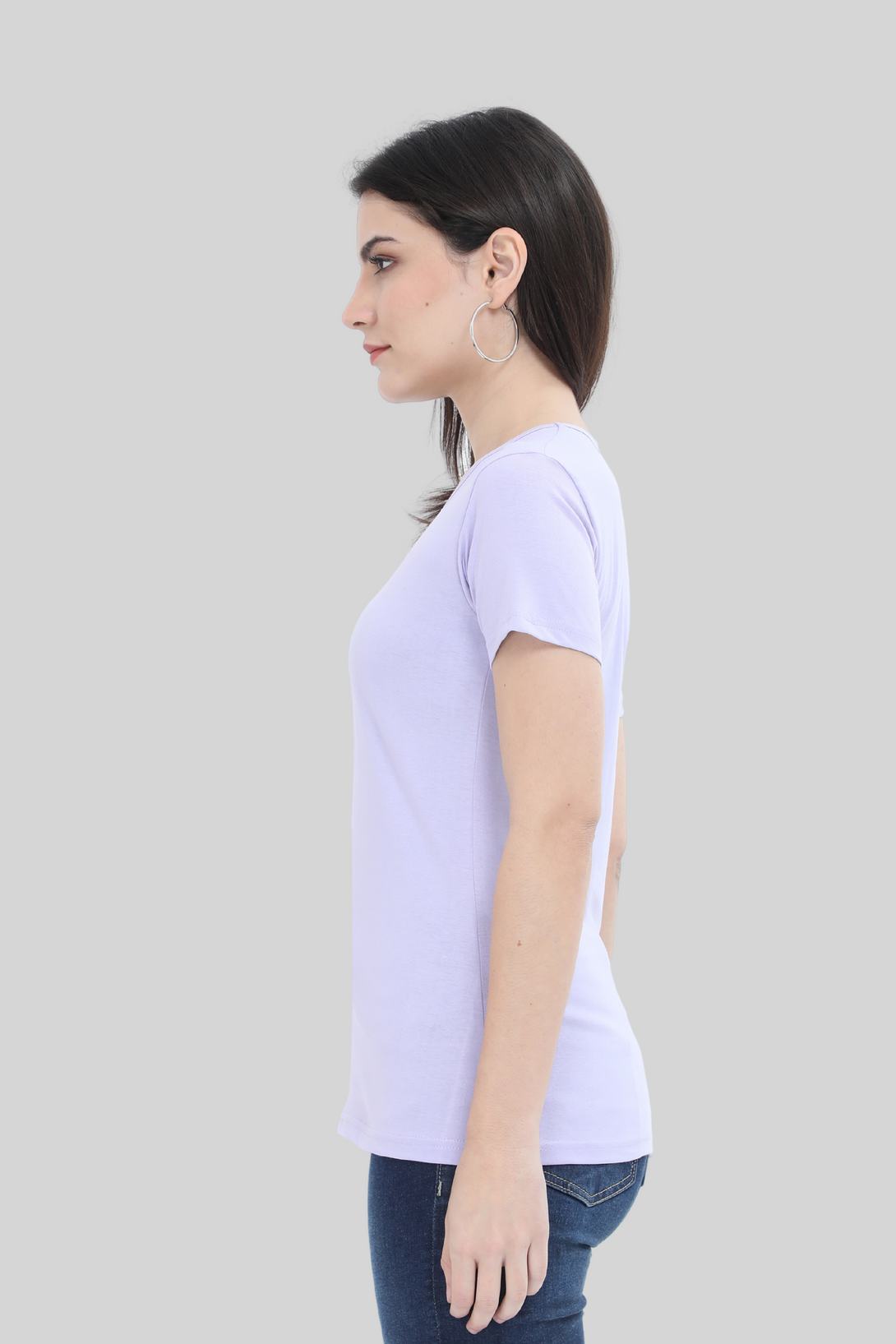 Lavender Scoop Neck T-Shirt For Women - WowWaves - 2