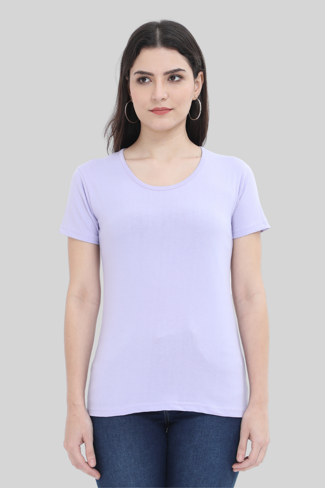 Lavender Scoop Neck T-Shirt For Women - WowWaves - 3