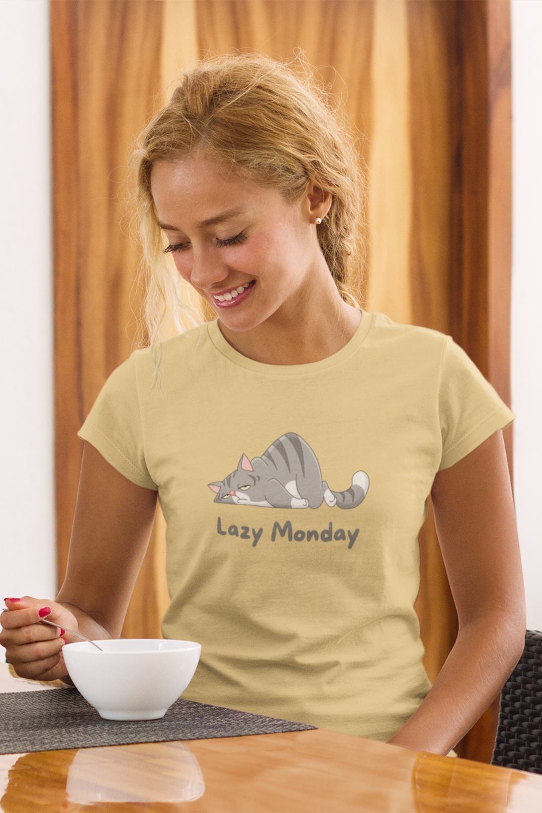 Lazy Monday Printed T-Shirt For Women - WowWaves